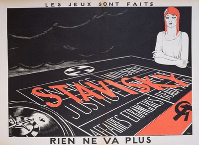 スタビスキー事件の似顔絵「Rien va va Plus」（1934年のパンフレット「Parlons Francais」より） 作： Paul Iribe
